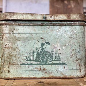 Vintage Teal Chippy Breadbox
